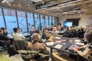 North of Tyne Volunteering Event Large group of people in a room taking part in group discussions